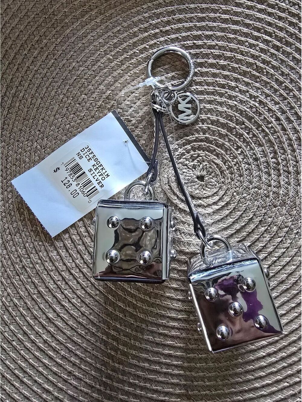 NWT Michael Kors Dice Bag Charm (Silver)